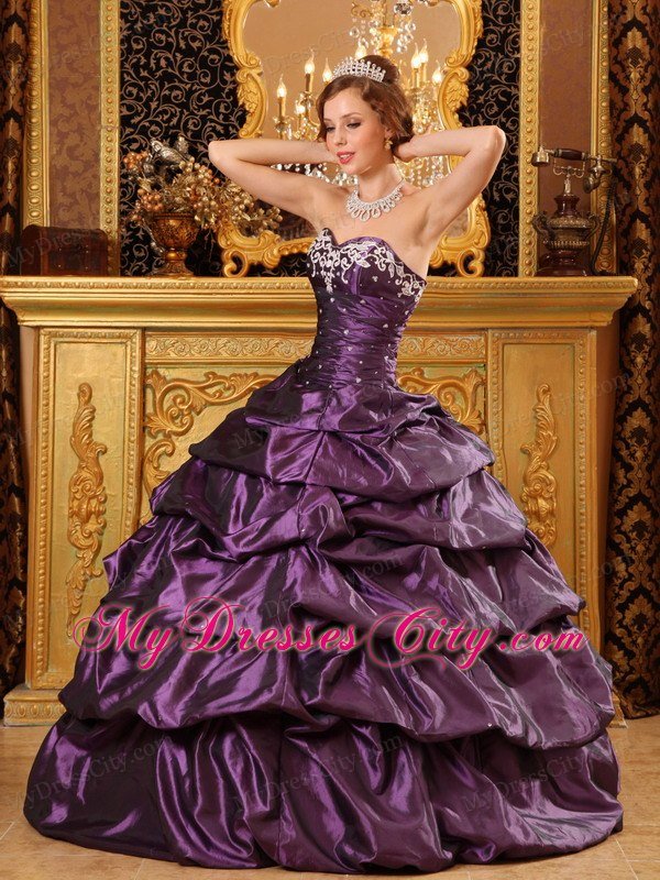 Sweetheart Ruching Pick Ups 2013 Purple Quinceanera Party Dress