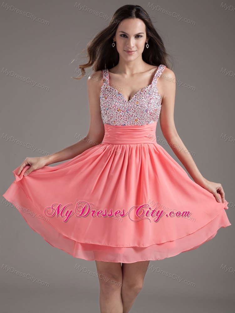 ... Straps Beading Watermelon Short Prom Dresses Under 100 MDC1PDC001-3