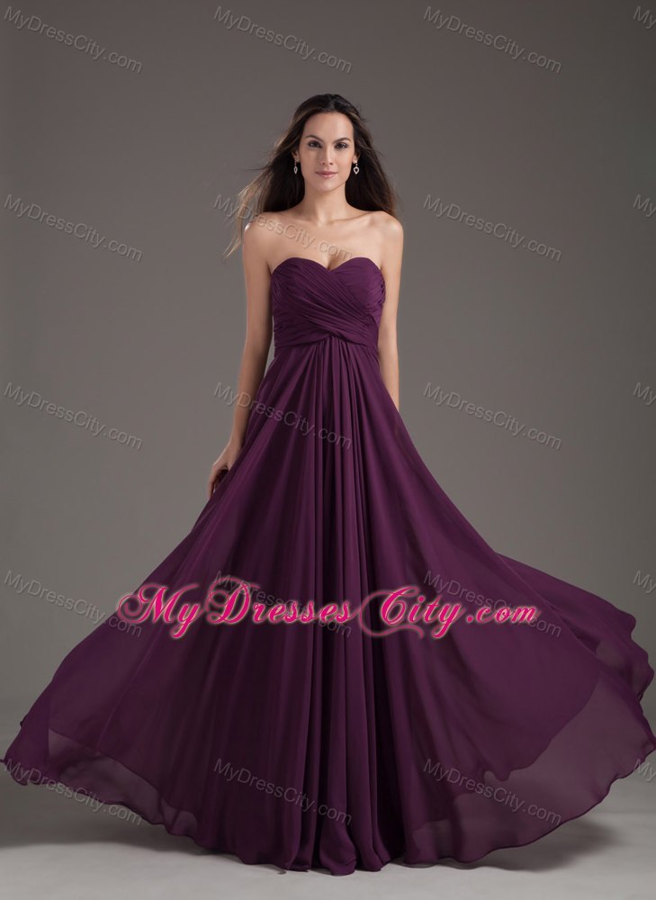 2013 Chiffon Empire Ruches Dark Purple Dress for Prom