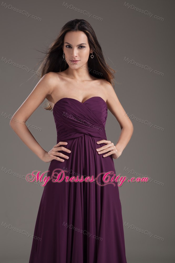2013 Chiffon Empire Ruches Dark Purple Dress for Prom