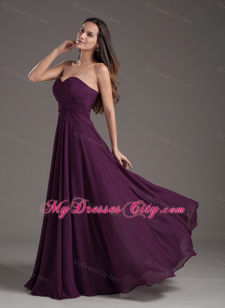 2013 Chiffon Empire Ruches Dark Purple Dress for Prom
