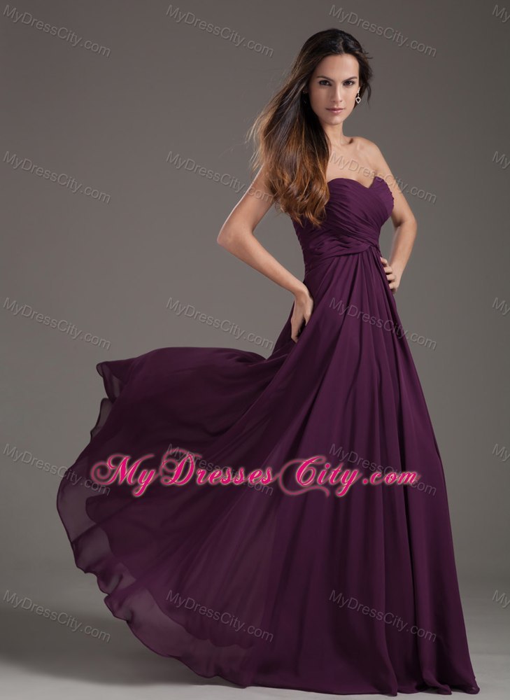 2013 Chiffon Empire Ruches Dark Purple Dress for Prom