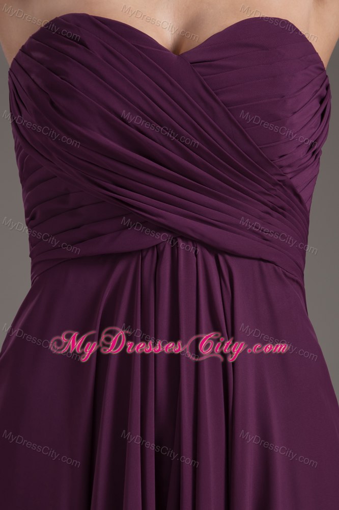 2013 Chiffon Empire Ruches Dark Purple Dress for Prom