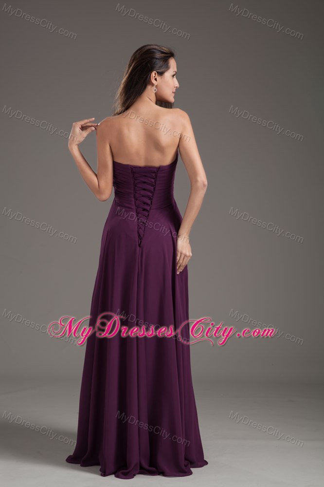 2013 Chiffon Empire Ruches Dark Purple Dress for Prom