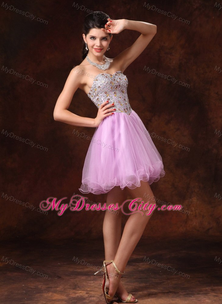 Lavender Sweetheart Beading Organza Back Out Cocktail Party Dresses