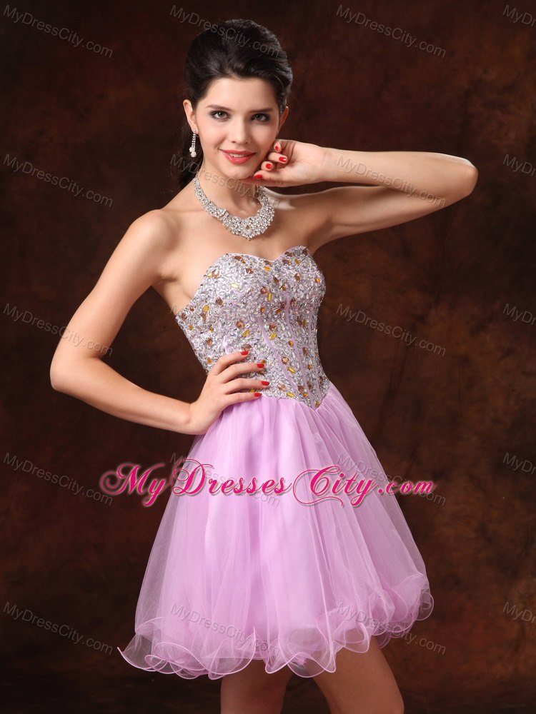 Lavender Sweetheart Beading Organza Back Out Cocktail Party Dresses