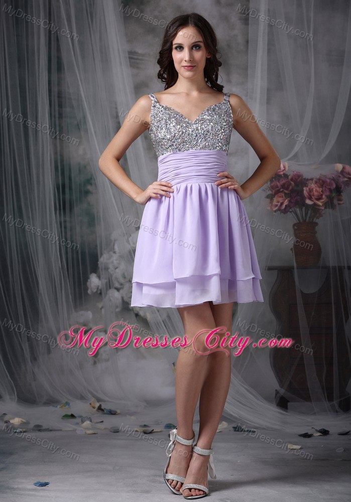 Straps Beading Chiffon Mini-length Short Homecoming Cocktail Dress