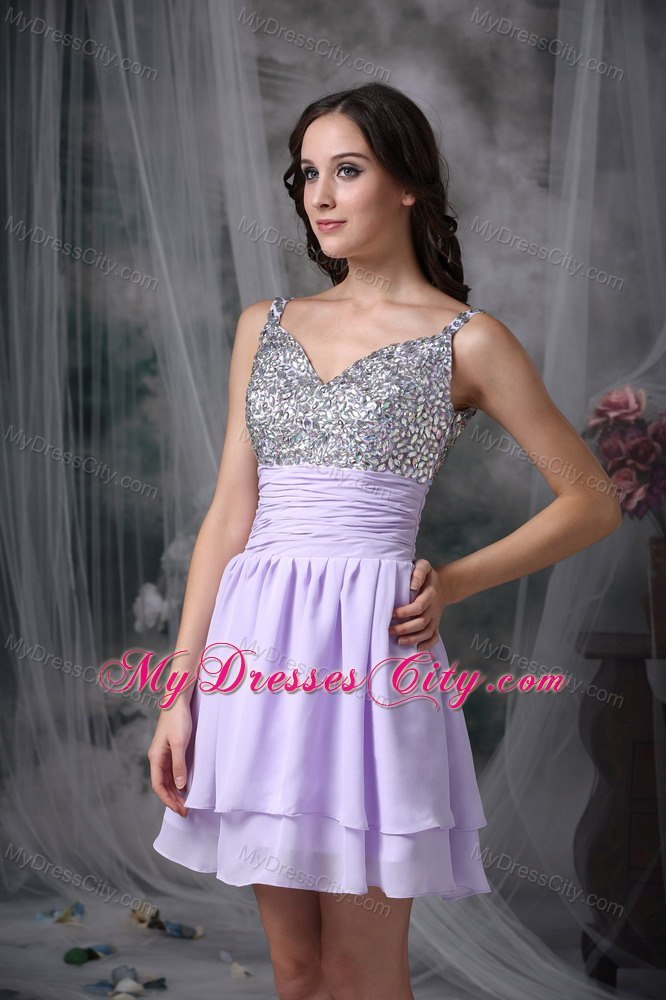 Straps Beading Chiffon Mini-length Short Homecoming Cocktail Dress