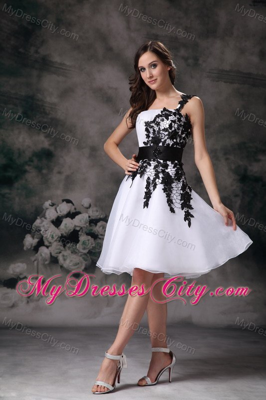 White Appliques One Shoulder Mini-length Organza Cocktail Dress