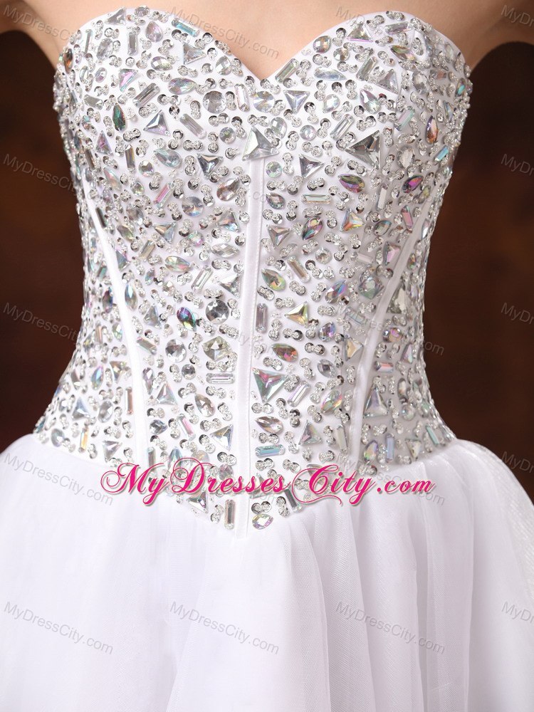 Sweetheart Beaded White Organza Cocktail Homecoming Dress
