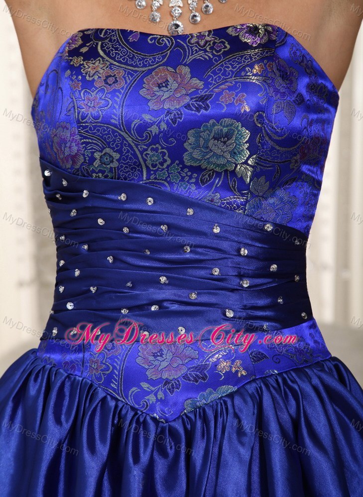 Blue Column Ruffled Layers Embroidery Evening Cocktail Dress