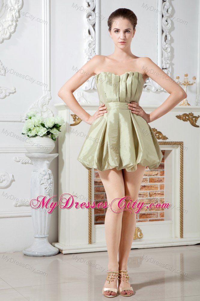 Sexy Mini-length Pick Ups Ruched Olive Green Cocktail Dresses for Dama