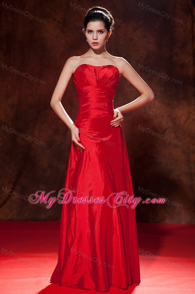 Red Taffeta Long Sweetheart Evening Homecoming Dress