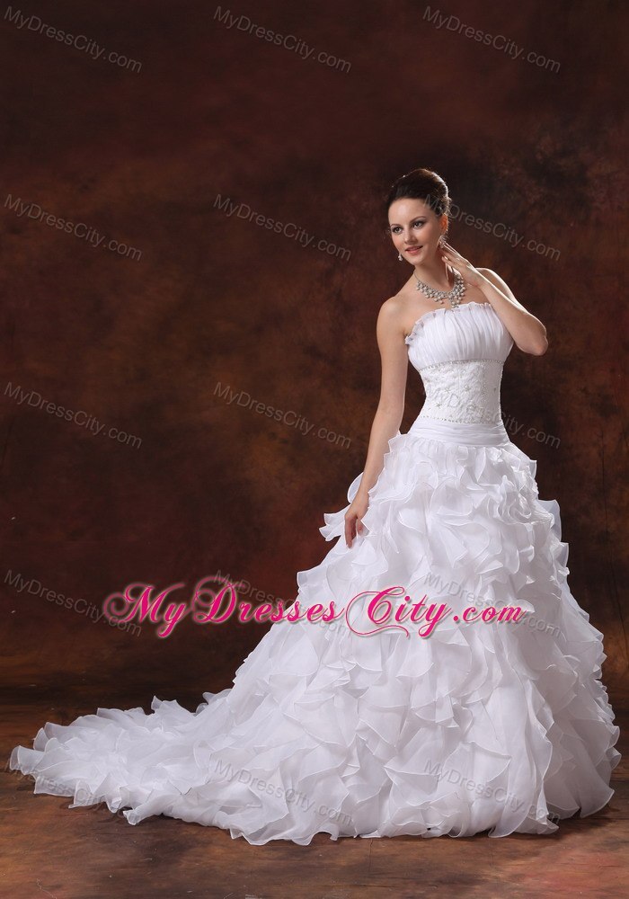 2013 Luxurious Princess Beading Ruffles Wedding Dresses With Zipper Back