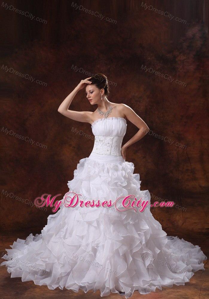 2013 Luxurious Princess Beading Ruffles Wedding Dresses With Zipper Back