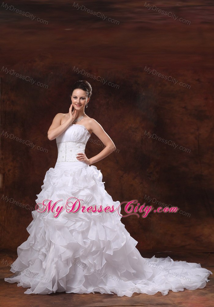 2013 Luxurious Princess Beading Ruffles Wedding Dresses With Zipper Back