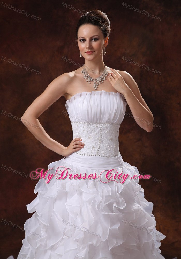 2013 Luxurious Princess Beading Ruffles Wedding Dresses With Zipper Back