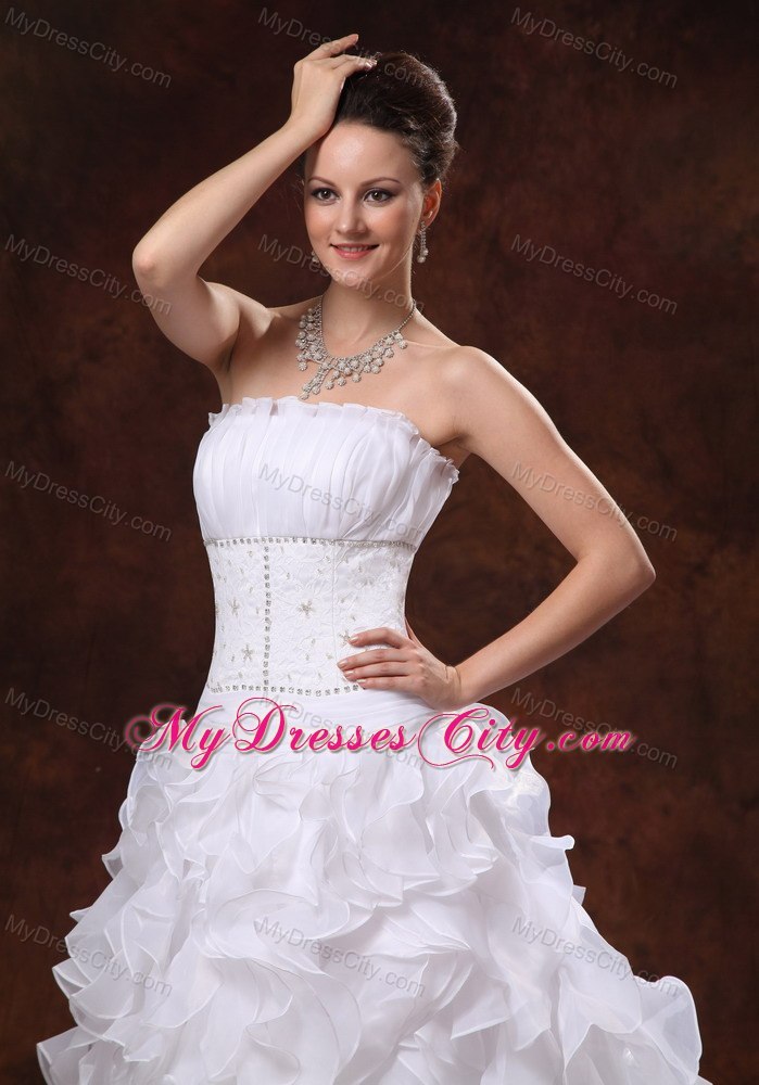 2013 Luxurious Princess Beading Ruffles Wedding Dresses With Zipper Back