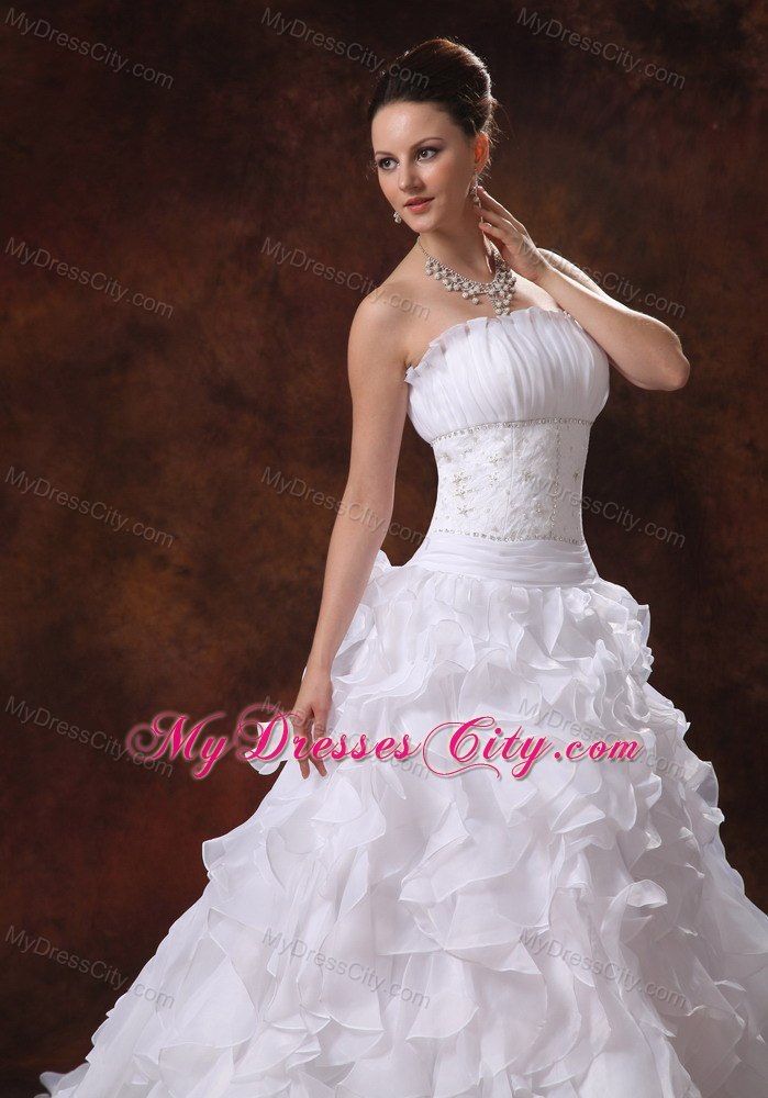 2013 Luxurious Princess Beading Ruffles Wedding Dresses With Zipper Back