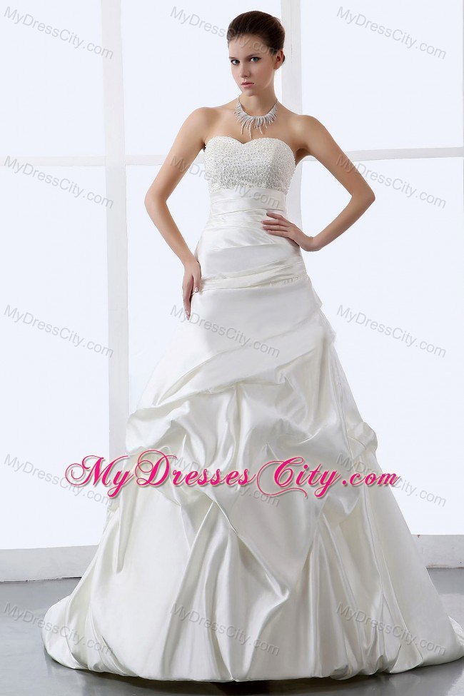 Hottest Long Beading Decorate Sweetheart Wedding Dress For Weddings