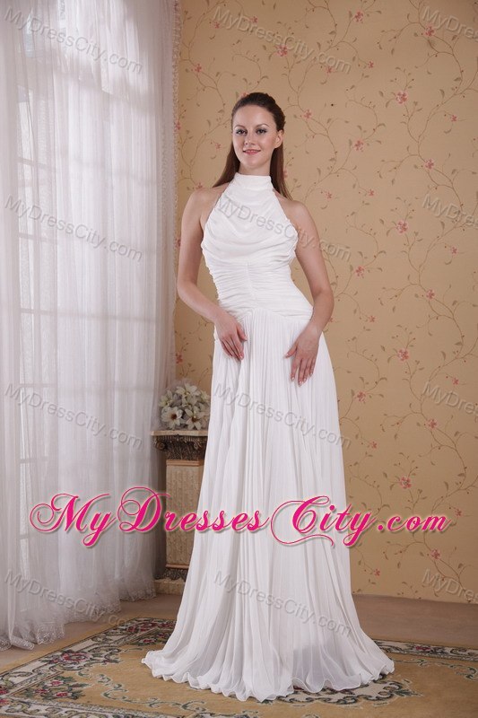 High-neck Floor-length Wedding Dress with Peekaboo Keyhole