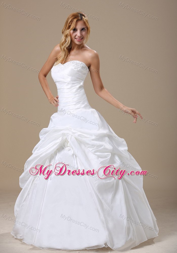Appliques Sweetheart Hand Made Flower Ball Gown Bridal Gown