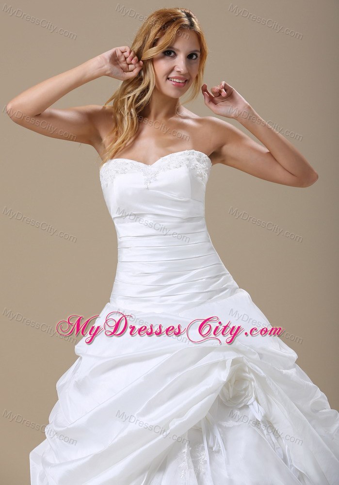 Appliques Sweetheart Hand Made Flower Ball Gown Bridal Gown