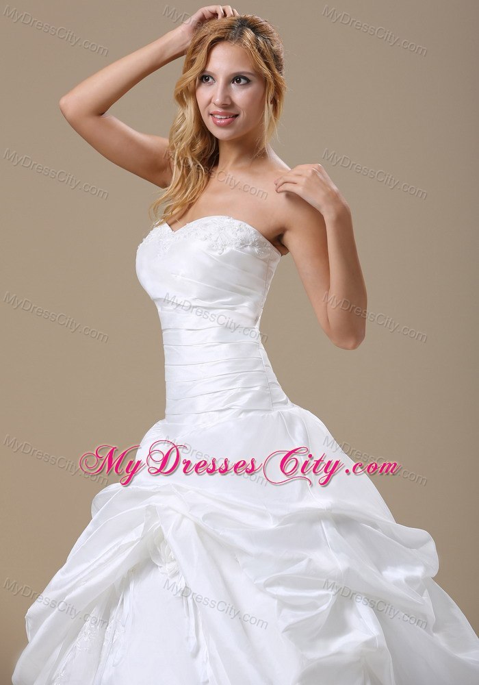 Appliques Sweetheart Hand Made Flower Ball Gown Bridal Gown