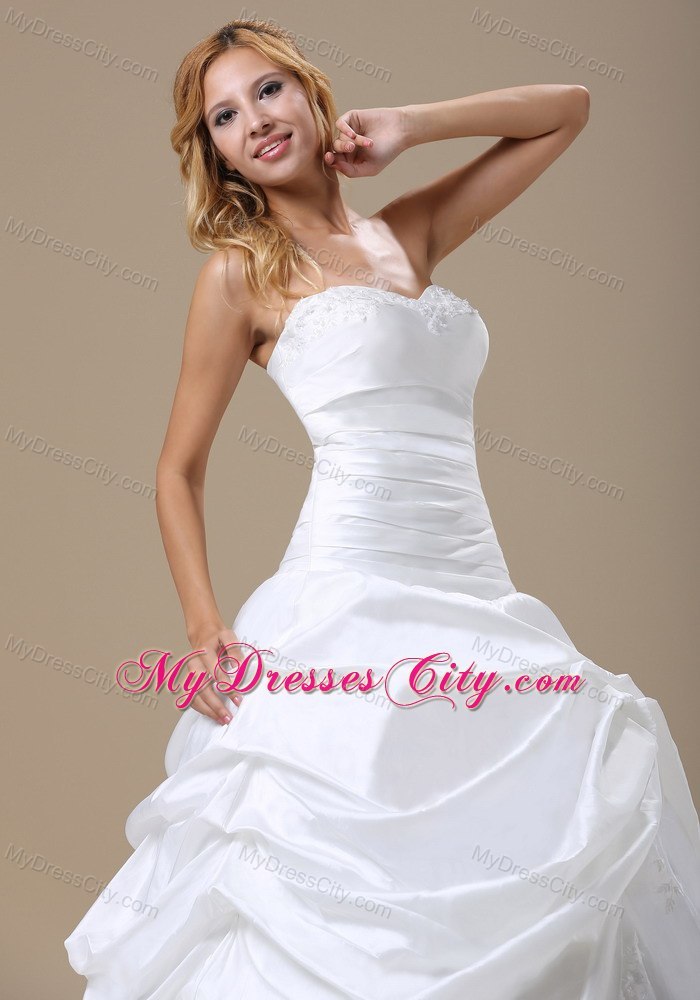 Appliques Sweetheart Hand Made Flower Ball Gown Bridal Gown