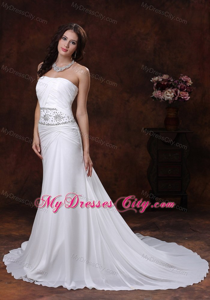Mermaid Lace-up Wedding Dress with Beaded Decorate Waist