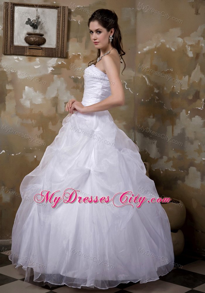 Ball Gown Strapless Taffeta and Organza Pick-ups Wedding Gown