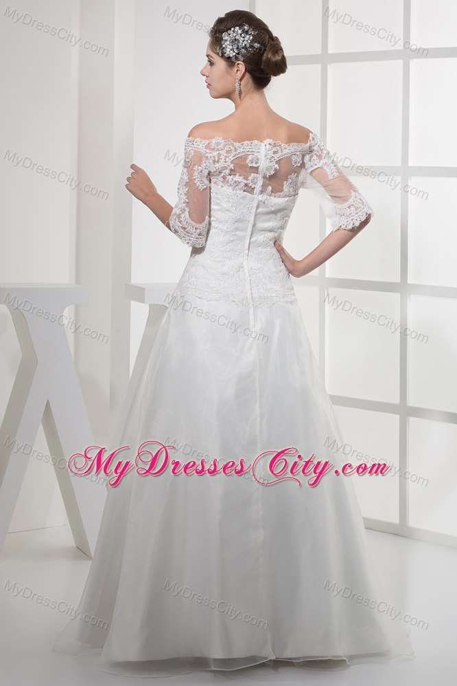 Off The Shoulder Princess Lace Wedding Dress with Half Sleeves