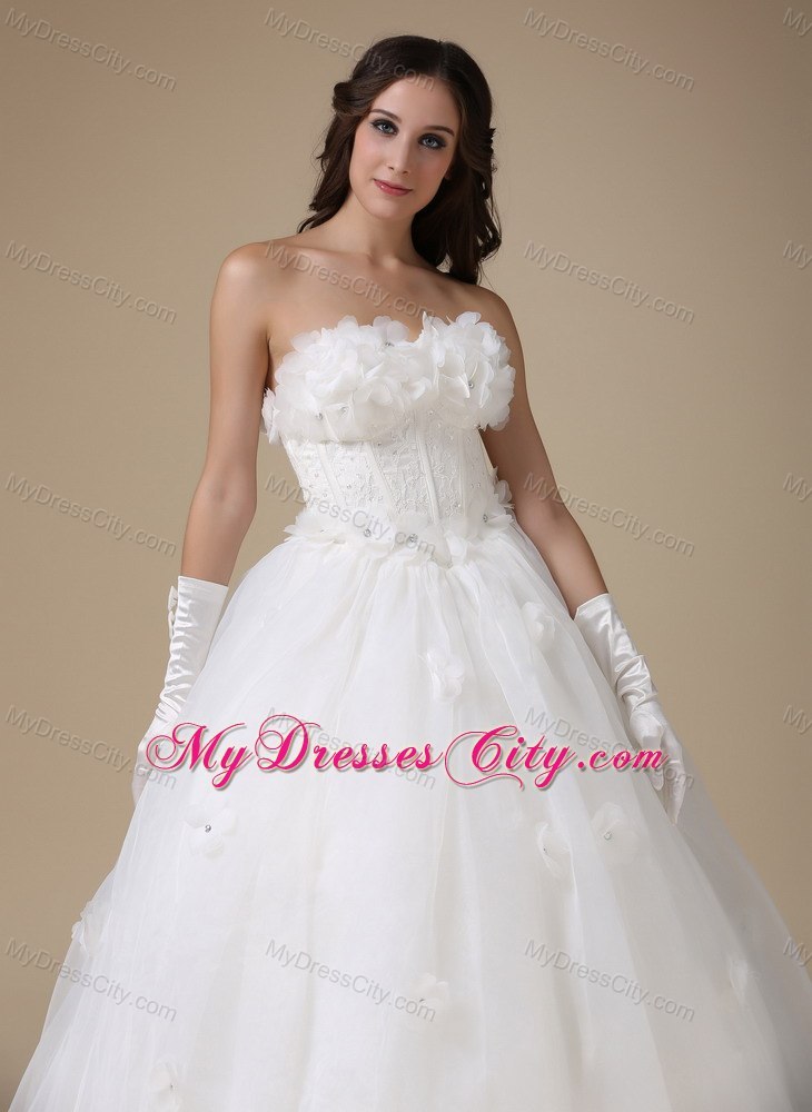 Flowers with Beading for Princess Wedding Bridal Gown with Gloves