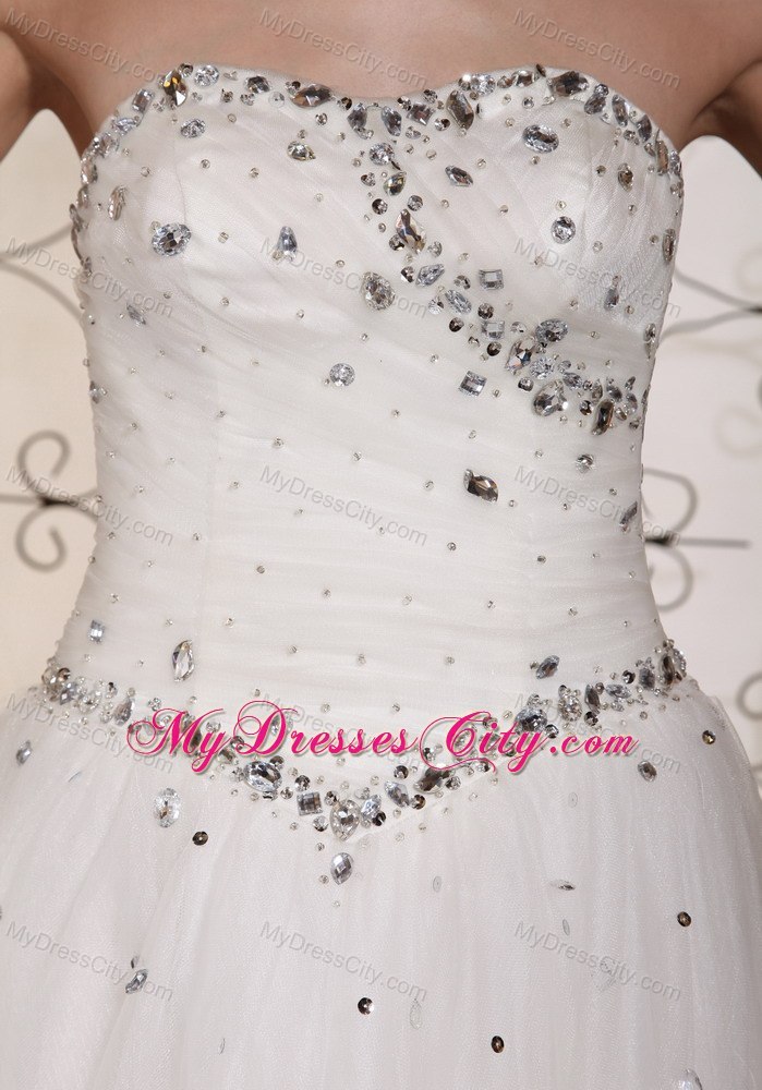 Strapless Beaded Floor-length Tulle Dress for Romantic Garden Wedding
