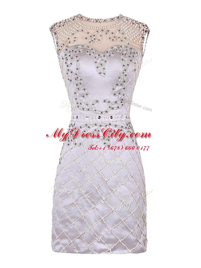 Free and Easy Mini Length White Prom Evening Gown Scoop Sleeveless Zipper