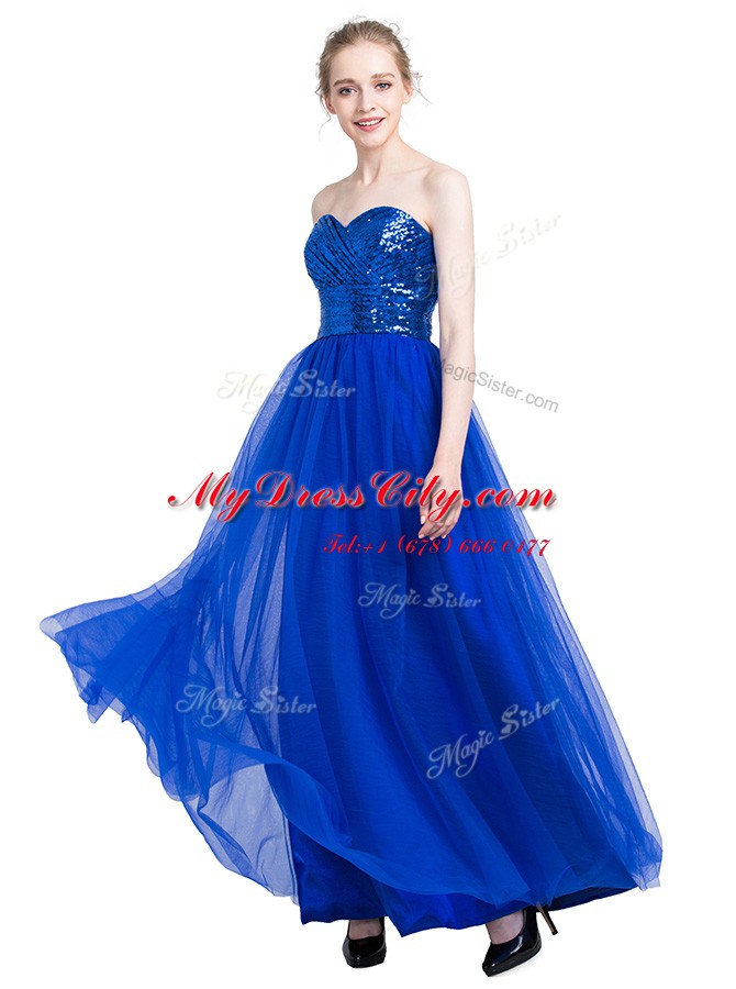Captivating Royal Blue Prom Dresses Prom and Party and For with Sequins Sweetheart Sleeveless Zipper