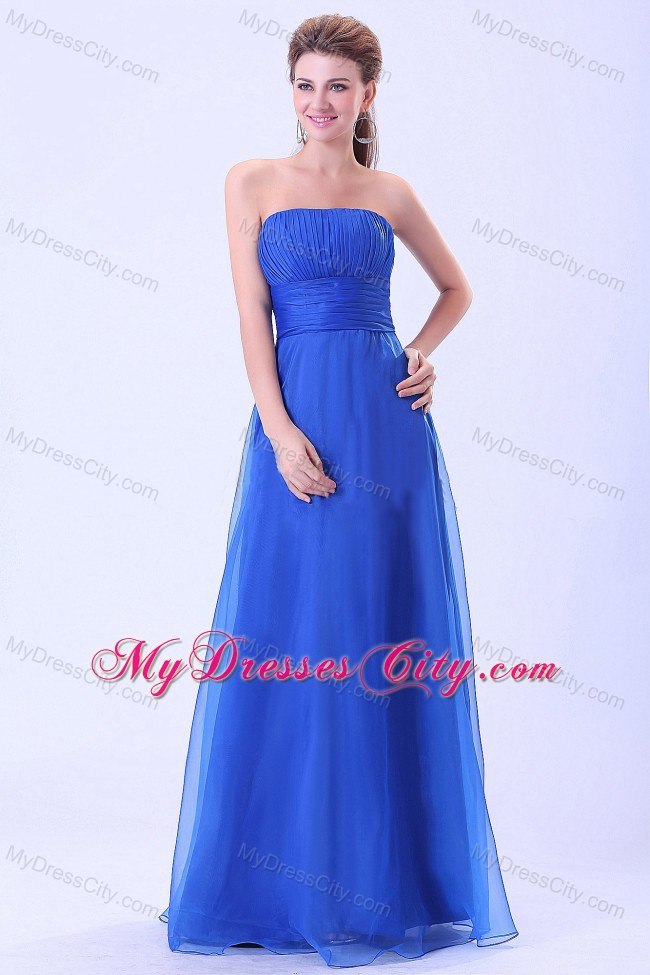 Blue Organza Ruches 2013 Prom Graduation Dress With A-line