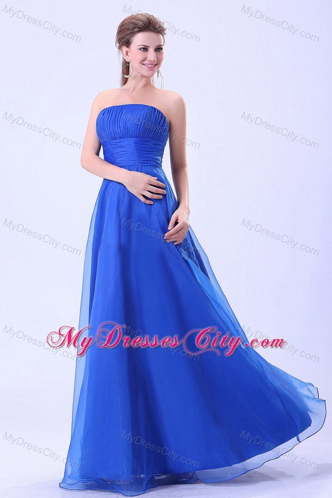 Blue Organza Ruches 2013 Prom Graduation Dress With A-line