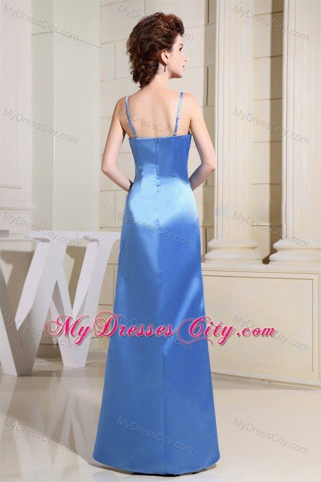 2013 Simple Blue Column Strapless Satin 2013 Prom dress