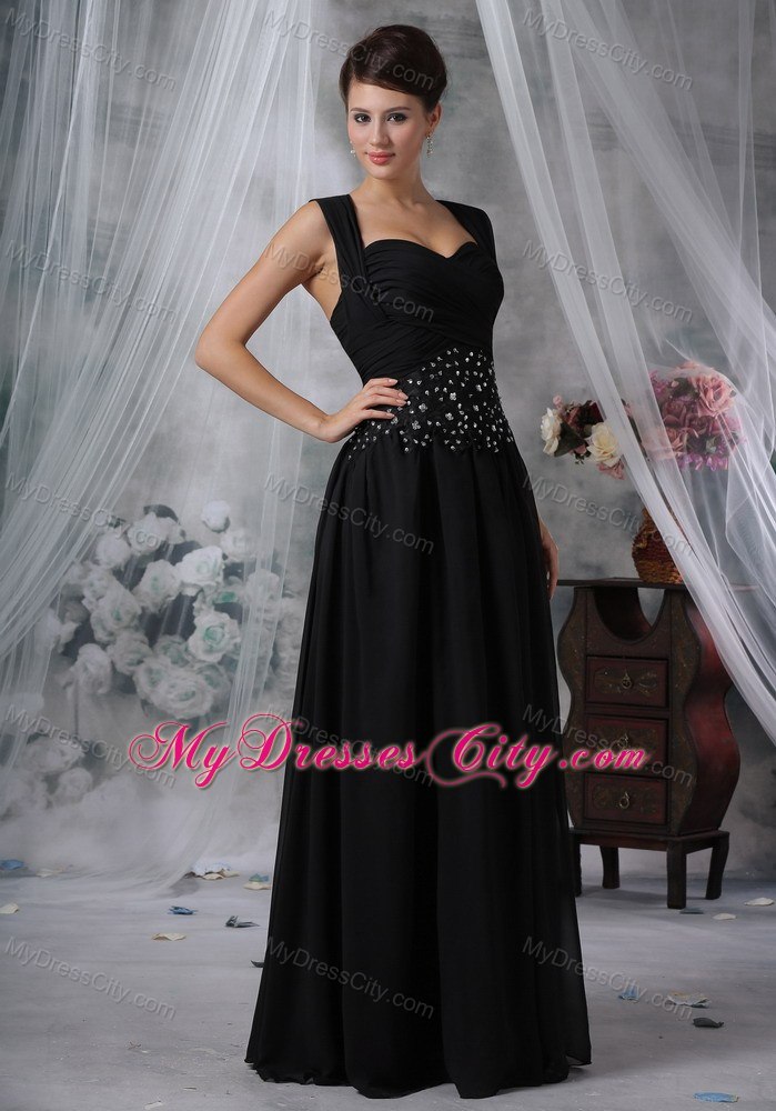 Beaded Chiffon Floor-length Prom Dress with Beading and Zipper Back