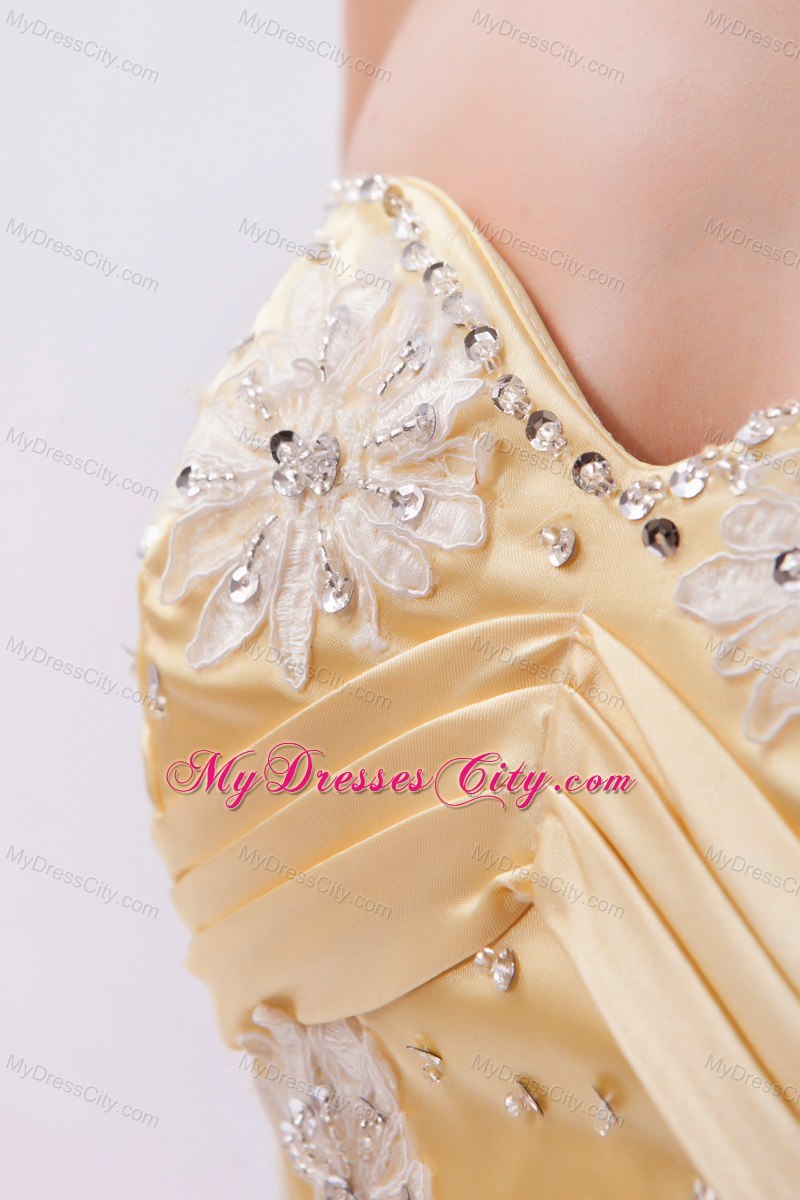 Sweetheart Floor-length Champagne Prom Dress with Appliques