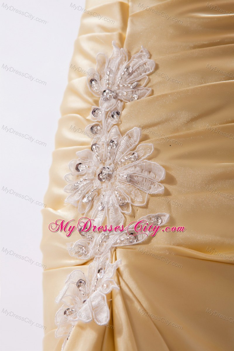 Sweetheart Floor-length Champagne Prom Dress with Appliques