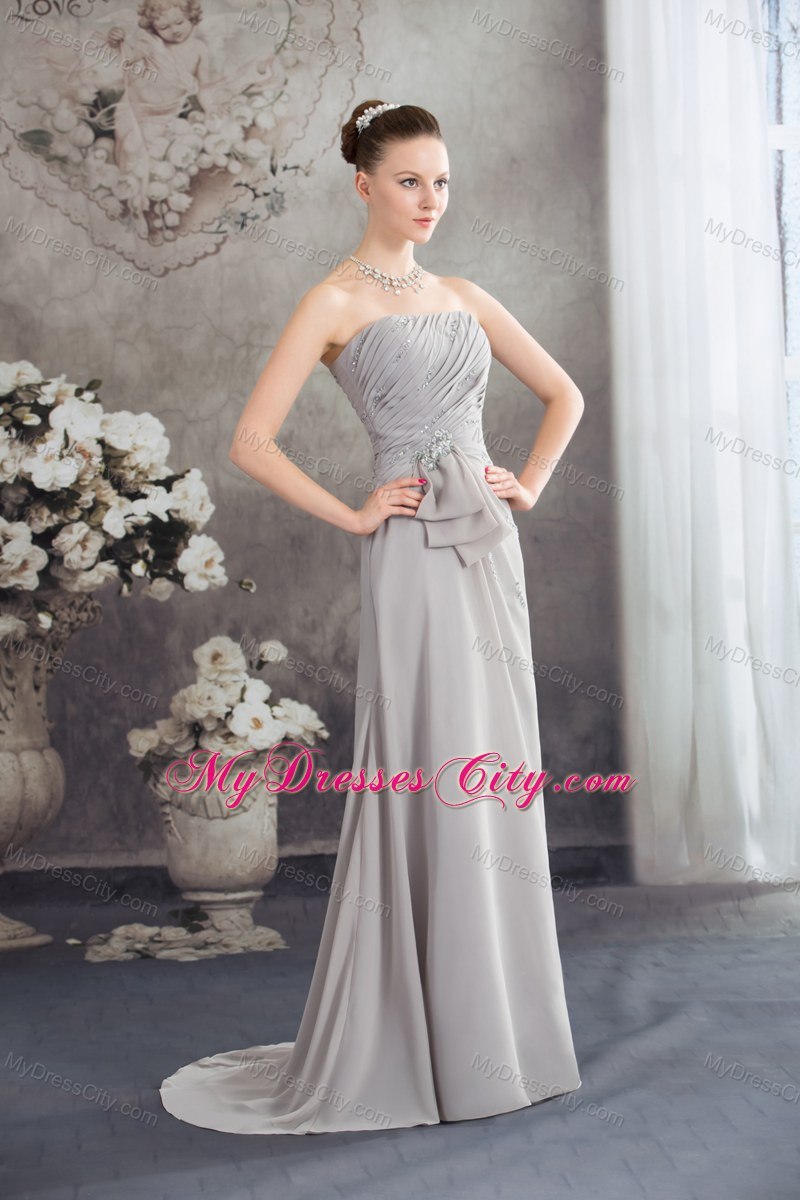 2013 Spring Beaded Strapless Empire Grey Brush Prom Dresses
