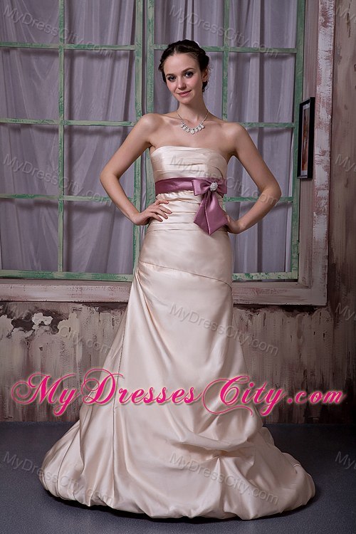 Champagne A-line Strapless 2013 Prom Gowns with Beading