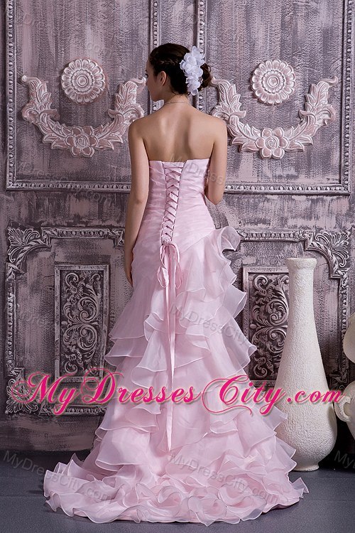 2013 Baby Pink Prom Dress Column Sweetheart Ruching Beading