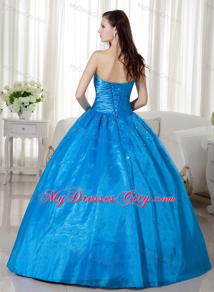 Blue Strapless Beading 2013 Wholesale Dress for Quinceaneras