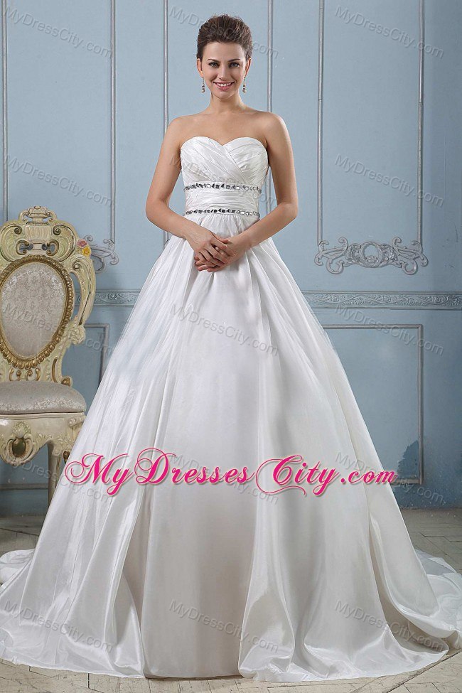 Beaded Decorate Princess Sweetheart Chapel Train Bridal Gowns