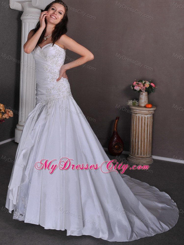 Sweetheart Appliques with Beading for 2013 Church Wedding Dress