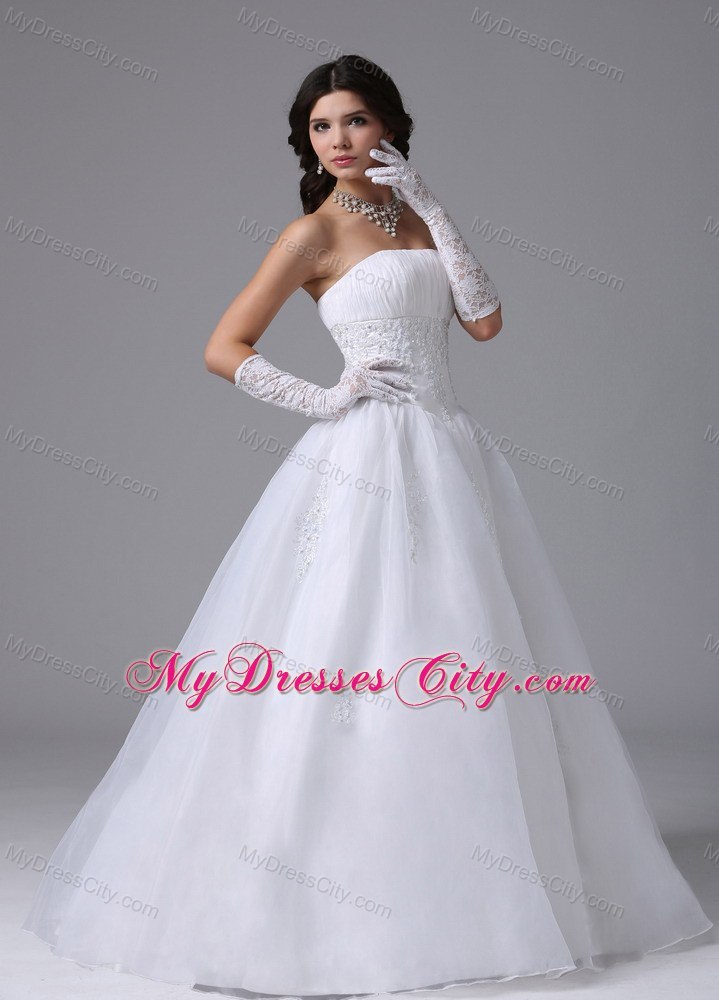 Lace Strapless Ruched Princess Organza 2013 Garden Wedding Dresses