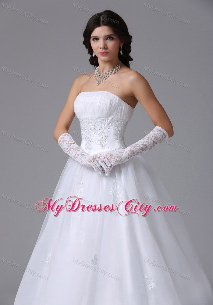 Lace Strapless Ruched Princess Organza 2013 Garden Wedding Dresses